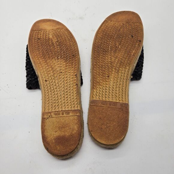 Hype Womens Size 10 Slide Sandals Leather Flat Open Toe Slip On espadrille Black - Picture 7 of 8